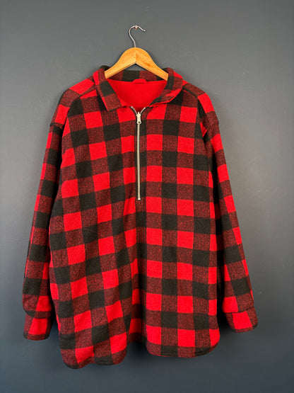 Vintage 90s Marlboro Reversible Checkered Fleece Jumper (L)