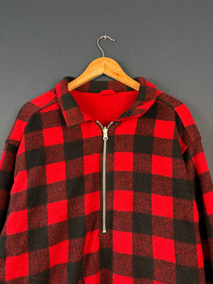 Vintage 90s Marlboro Reversible Checkered Fleece Jumper (L)