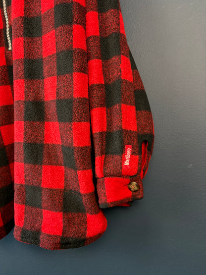 Vintage 90s Marlboro Reversible Checkered Fleece Jumper (L)