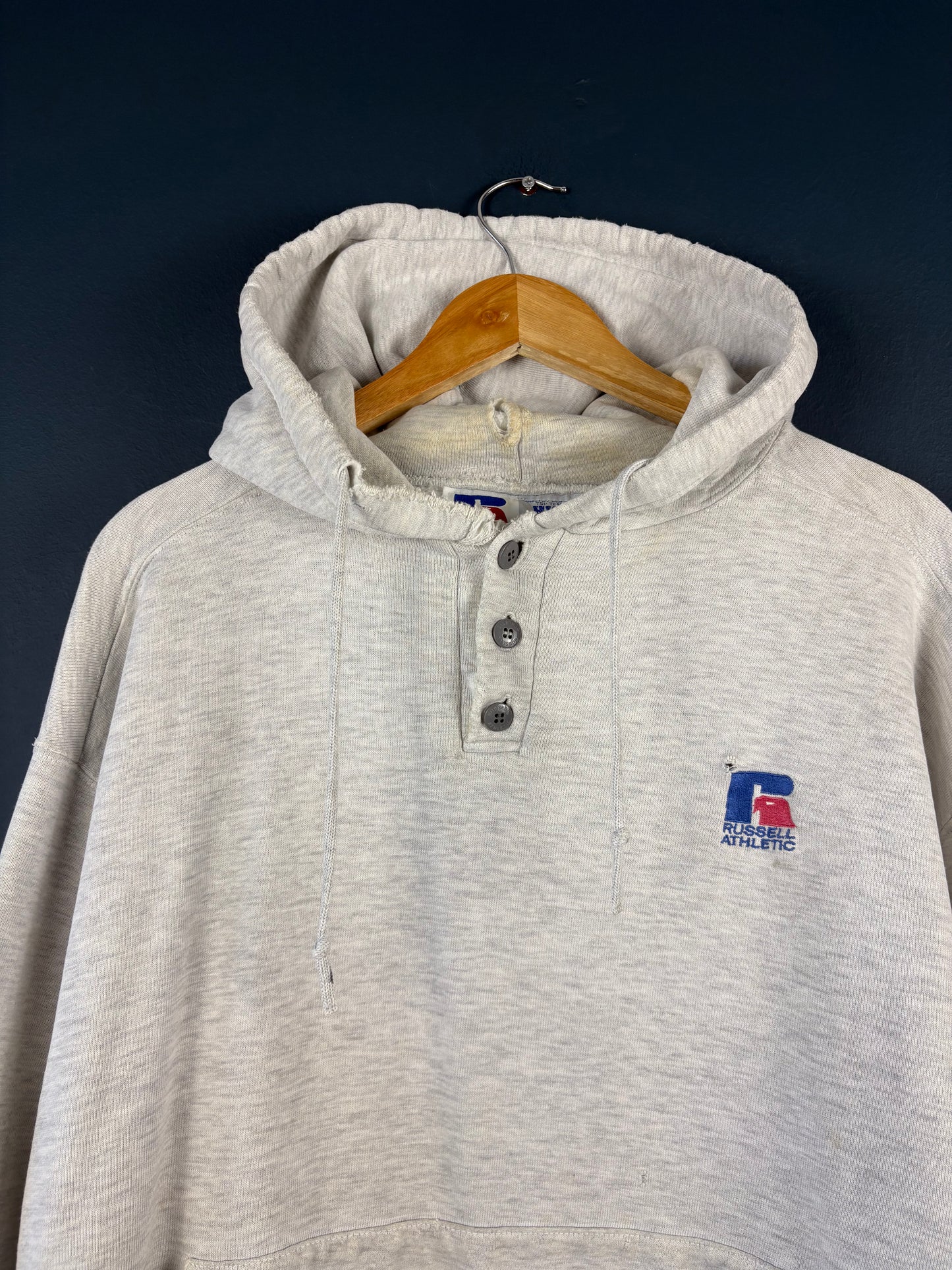 Vintage 90s Russell Athletic USA Made Thrashed Hoodie (L)