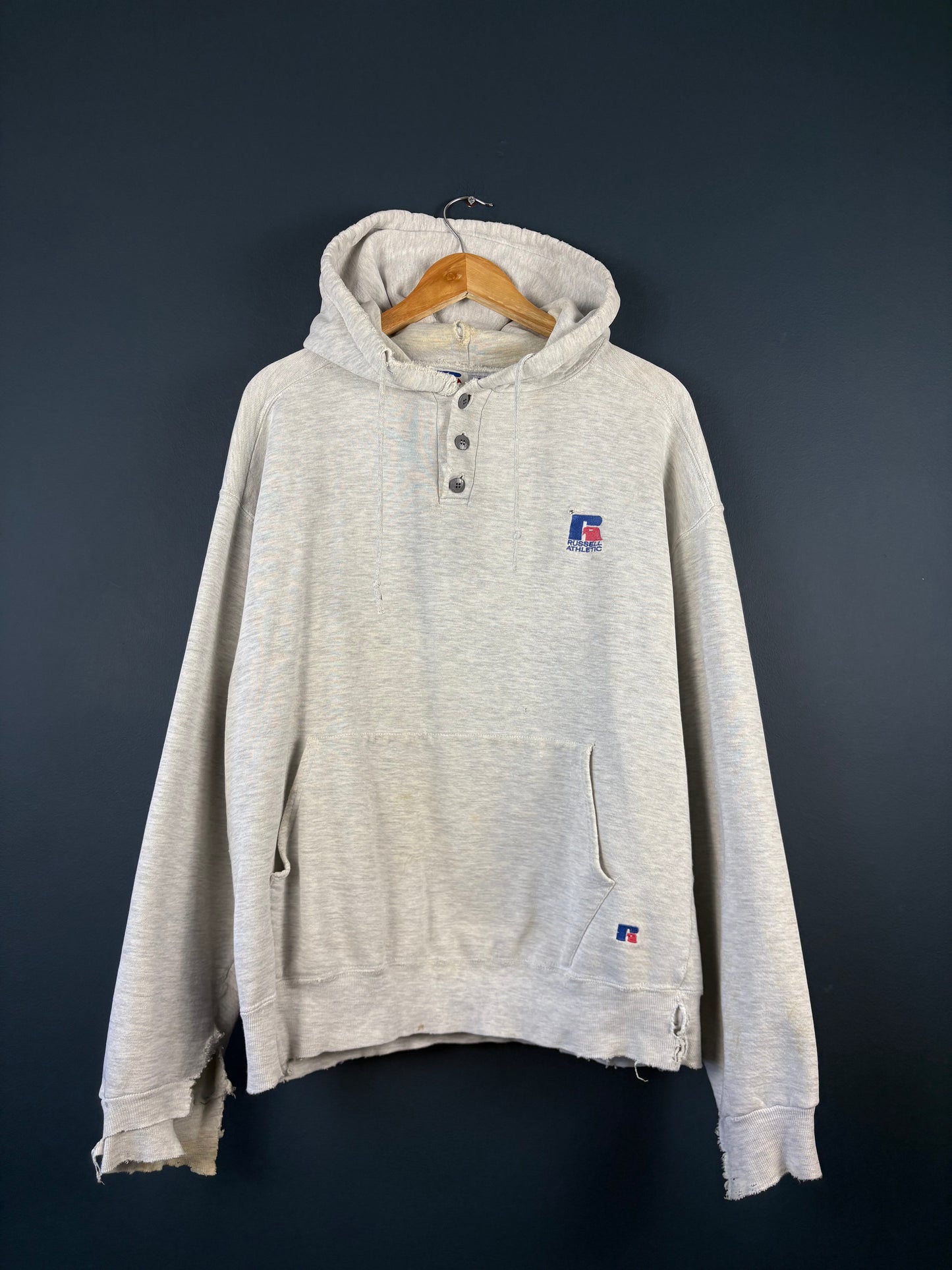 Vintage 90s Russell Athletic USA Made Thrashed Hoodie (L)