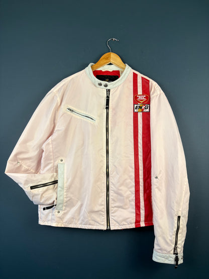 Vintage 90s Energie Pale Pink Racing Jacket (M)
