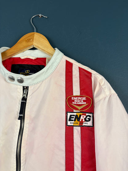 Vintage 90s Energie Pale Pink Racing Jacket (M)