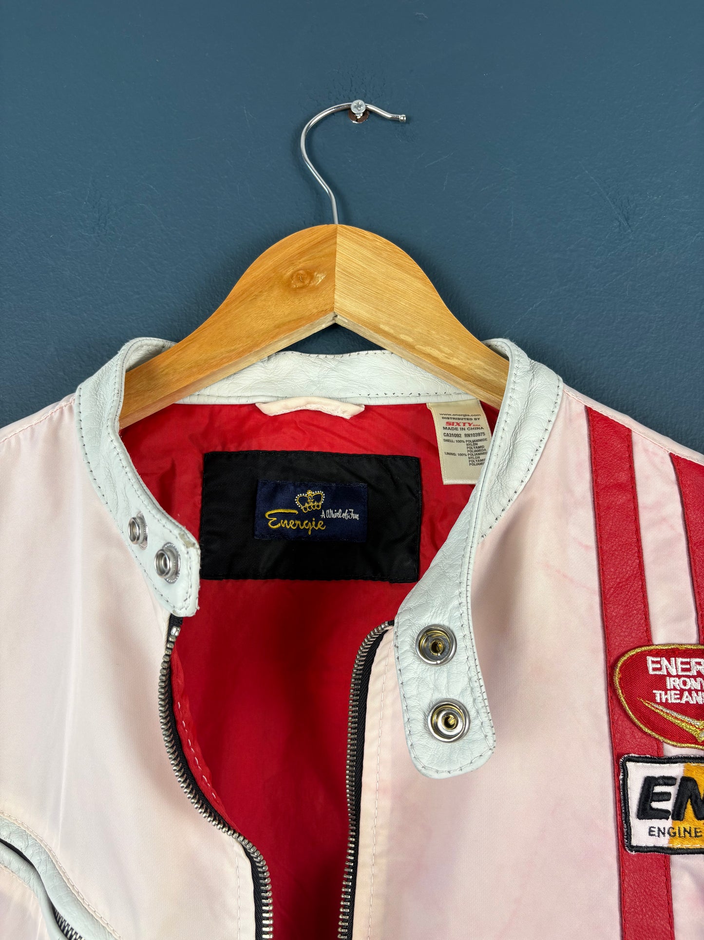 Vintage 90s Energie Pale Pink Racing Jacket (M)