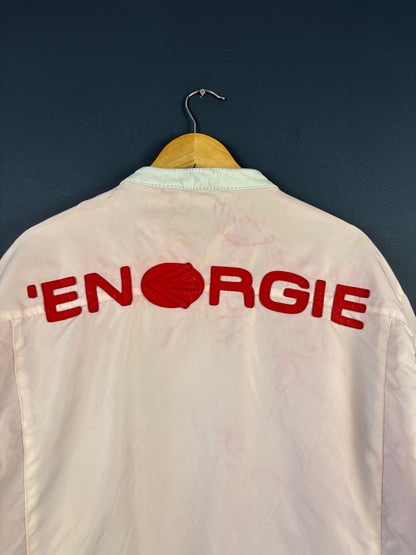 Vintage 90s Energie Pale Pink Racing Jacket (M)