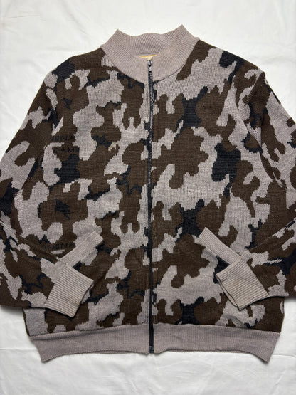 Cabela's 90s Snow Camo Wool Zip Up Jacket (XL)