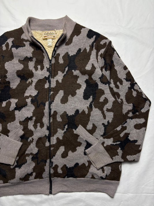 Cabela's 90s Snow Camo Wool Zip Up Jacket (XL)
