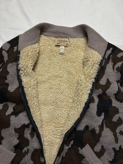 Cabela's 90s Snow Camo Wool Zip Up Jacket (XL)