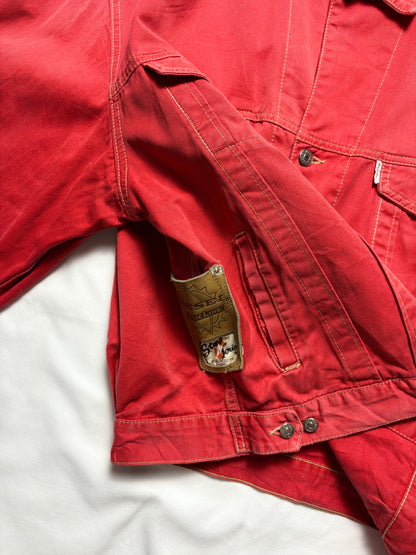 Vintage Diesel Industry Red Canvas Trucker Jacket (L)