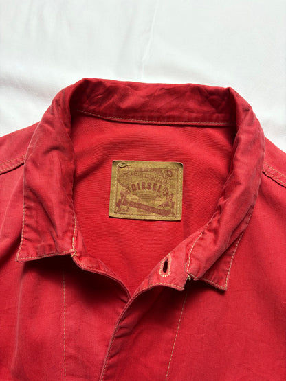 Vintage Diesel Industry Red Canvas Trucker Jacket (L)