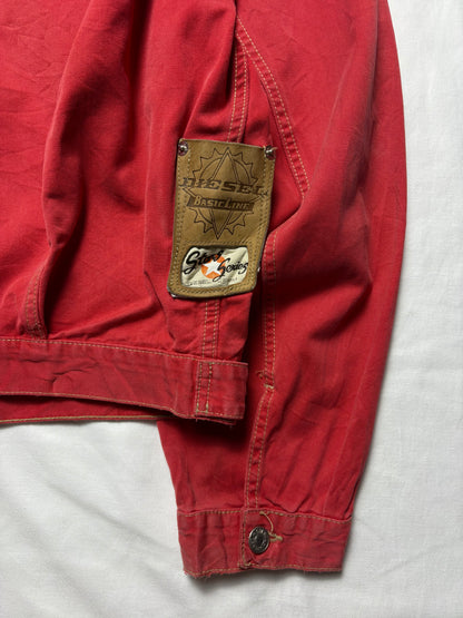 Vintage Diesel Industry Red Canvas Trucker Jacket (L)