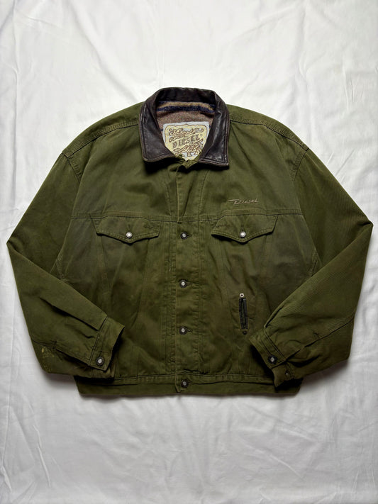 Vintage Diesel Industry Blanket Lined Khaki Jacket (XL)