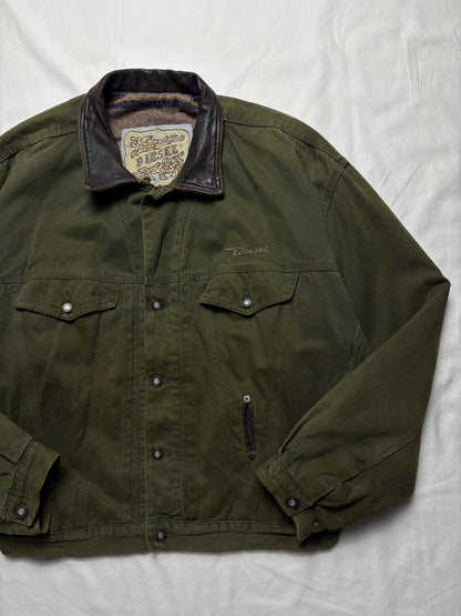 Vintage Diesel Industry Blanket Lined Khaki Jacket (XL)