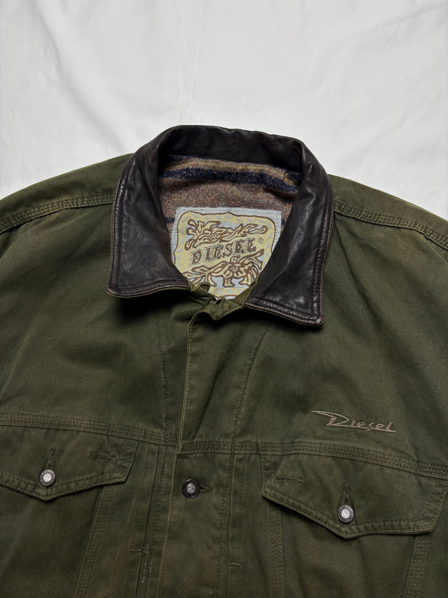 Vintage Diesel Industry Blanket Lined Khaki Jacket (XL)