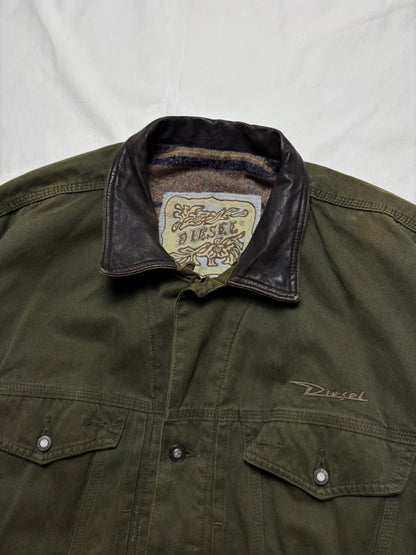 Vintage Diesel Industry Blanket Lined Khaki Jacket (XL)
