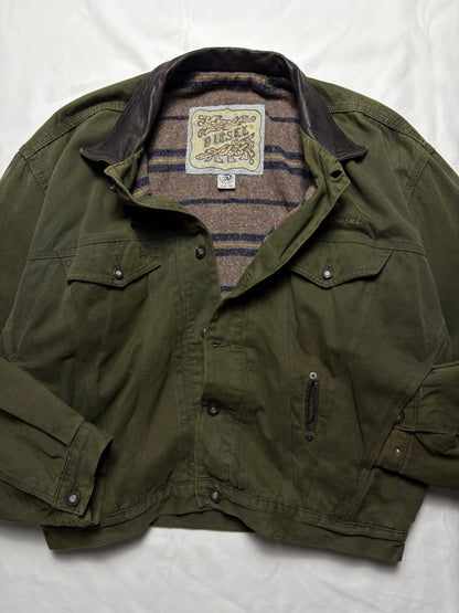 Vintage Diesel Industry Blanket Lined Khaki Jacket (XL)