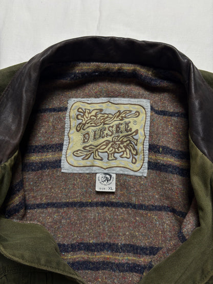 Vintage Diesel Industry Blanket Lined Khaki Jacket (XL)