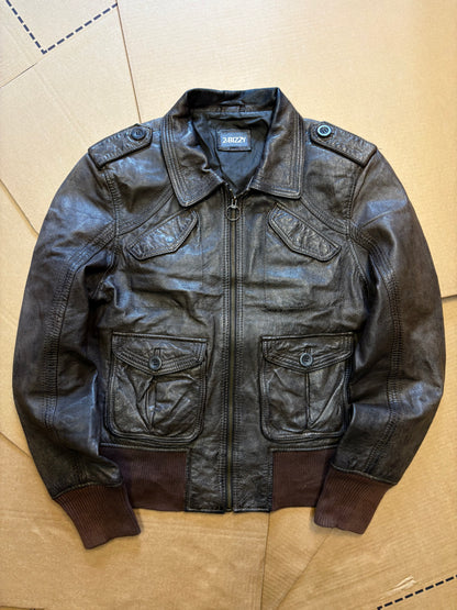 Vintage Italian Multi-pocket Brown Leather Jacket (S)