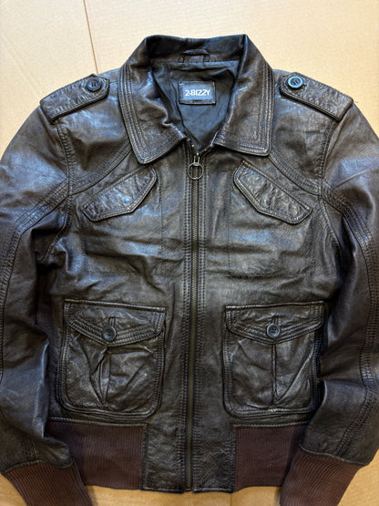 Vintage Italian Multi-pocket Brown Leather Jacket (S)