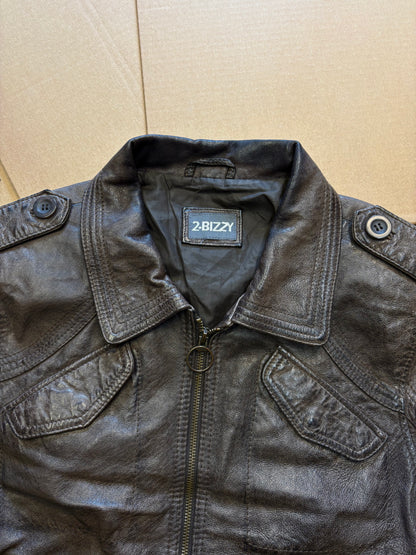 Vintage Italian Multi-pocket Brown Leather Jacket (S)