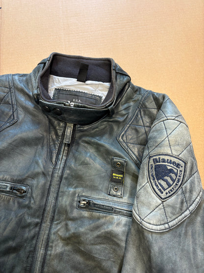 Vintage Blauer Petrol Green Leather Jacket (women's L)