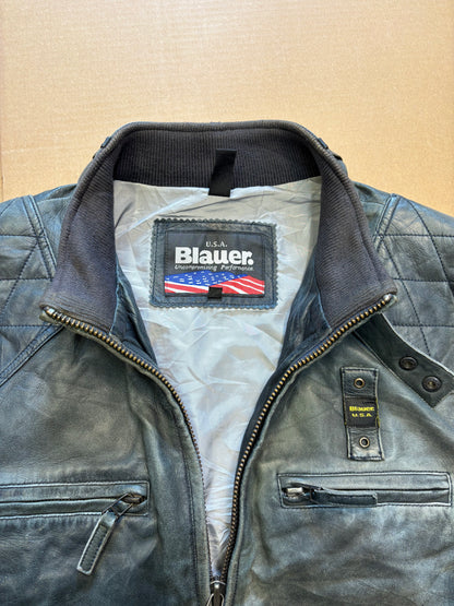 Vintage Blauer Petrol Green Leather Jacket (women's L)