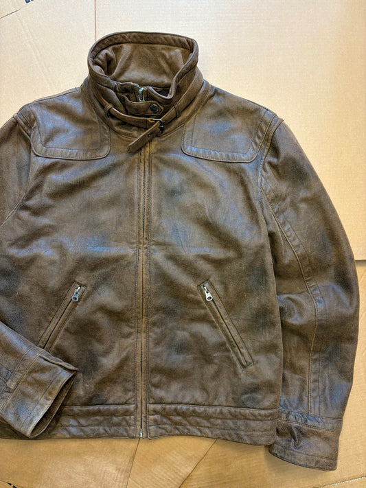 Vintage Italian Clasp Brown Leather Jacket (M)