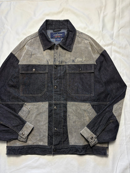 Vintage Phat Farm Suede + Dark Denim Trucker Jacket (XL)