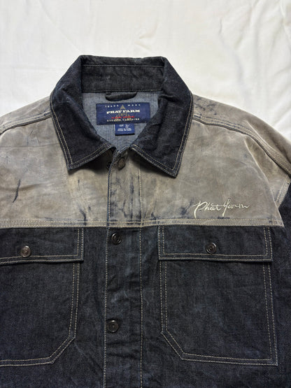 Vintage Phat Farm Suede + Dark Denim Trucker Jacket (XL)