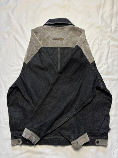 Vintage Phat Farm Suede + Dark Denim Trucker Jacket (XL)