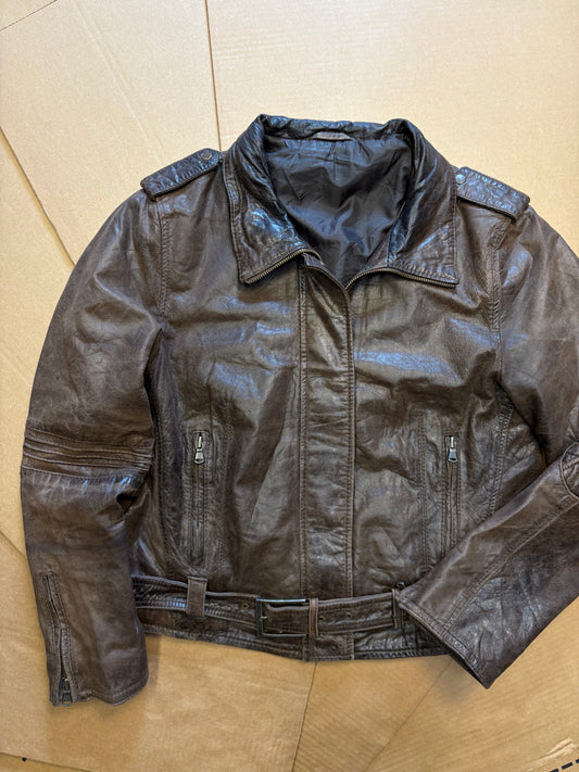 Vintage Italian Chocolate Brown Leather Jacket (M)