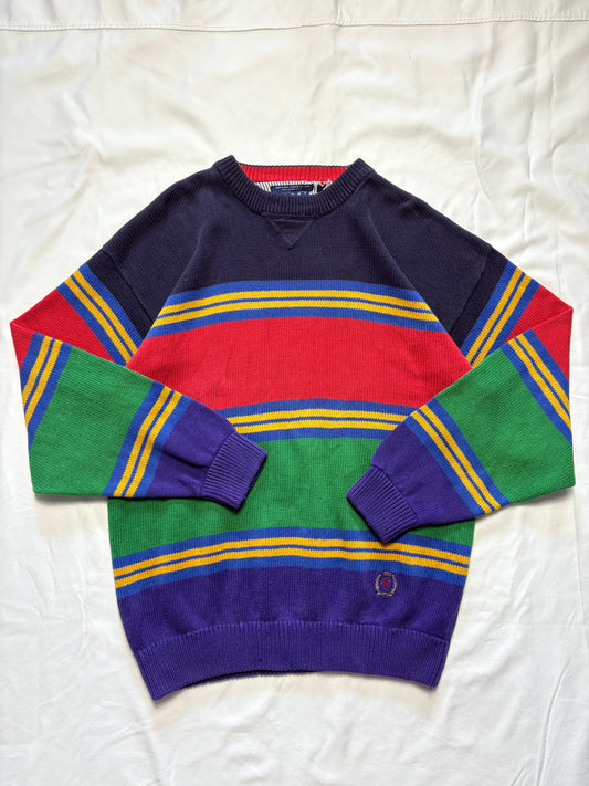 Tommy Hilfiger 90s Colour Block Stripe Heavy Knit Jumper (L)