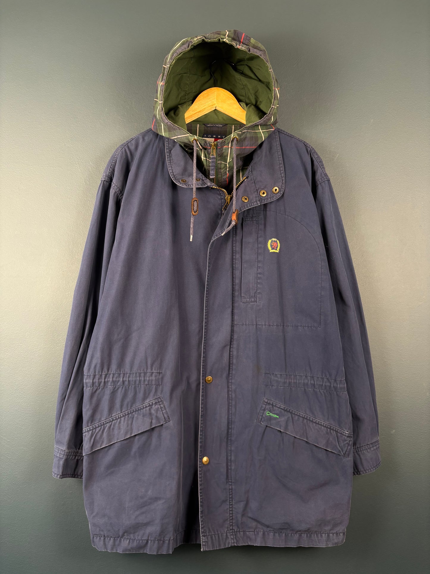 Vintage Tommy Hilfiger Plaid + Navy Parka Jacket (M)
