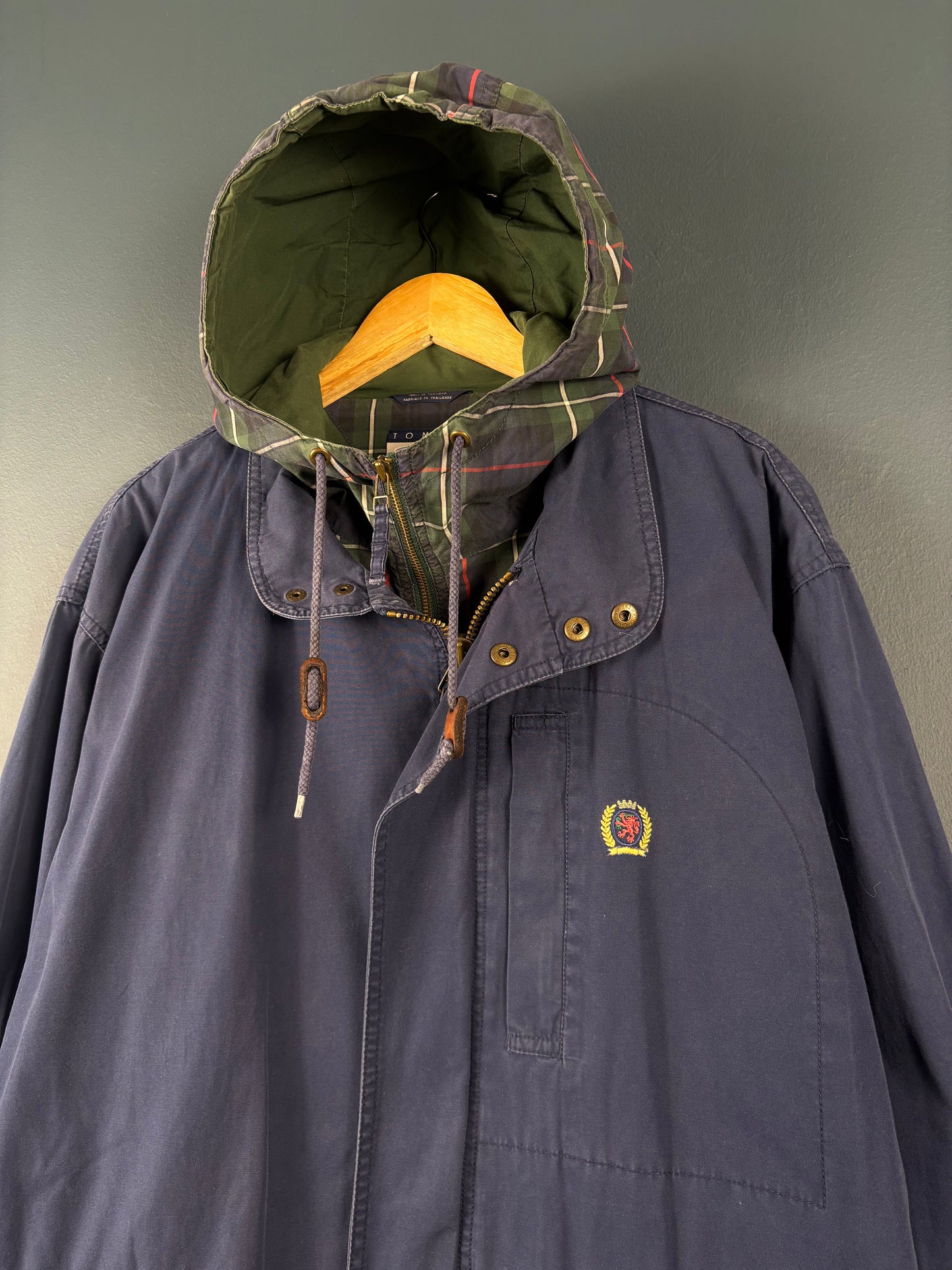 Vintage Tommy Hilfiger Plaid + Navy Parka Jacket (M)