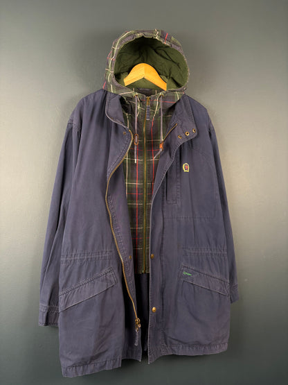 Vintage Tommy Hilfiger Plaid + Navy Parka Jacket (M)