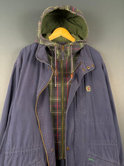 Vintage Tommy Hilfiger Plaid + Navy Parka Jacket (M)
