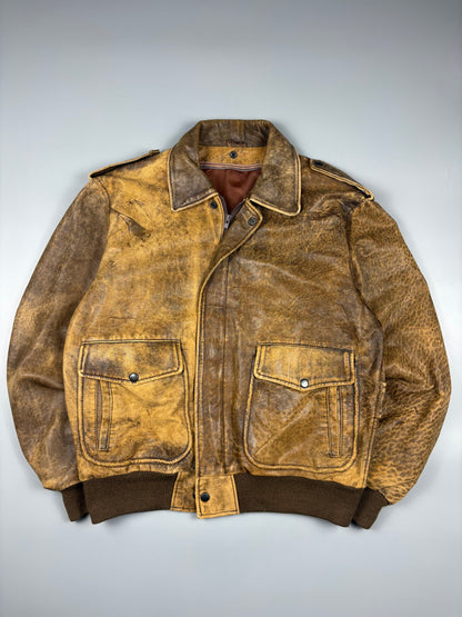 Vintage 1980s Aviation Leather A-2 Flight Jacket (M)