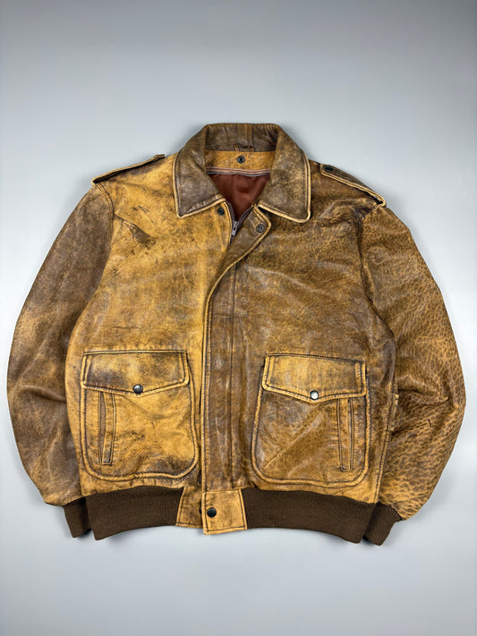 Vintage 1980s Aviation Leather A-2 Flight Jacket (M)