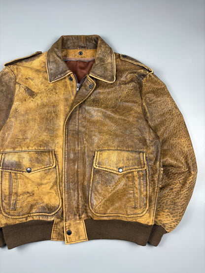 Vintage 1980s Aviation Leather A-2 Flight Jacket (M)