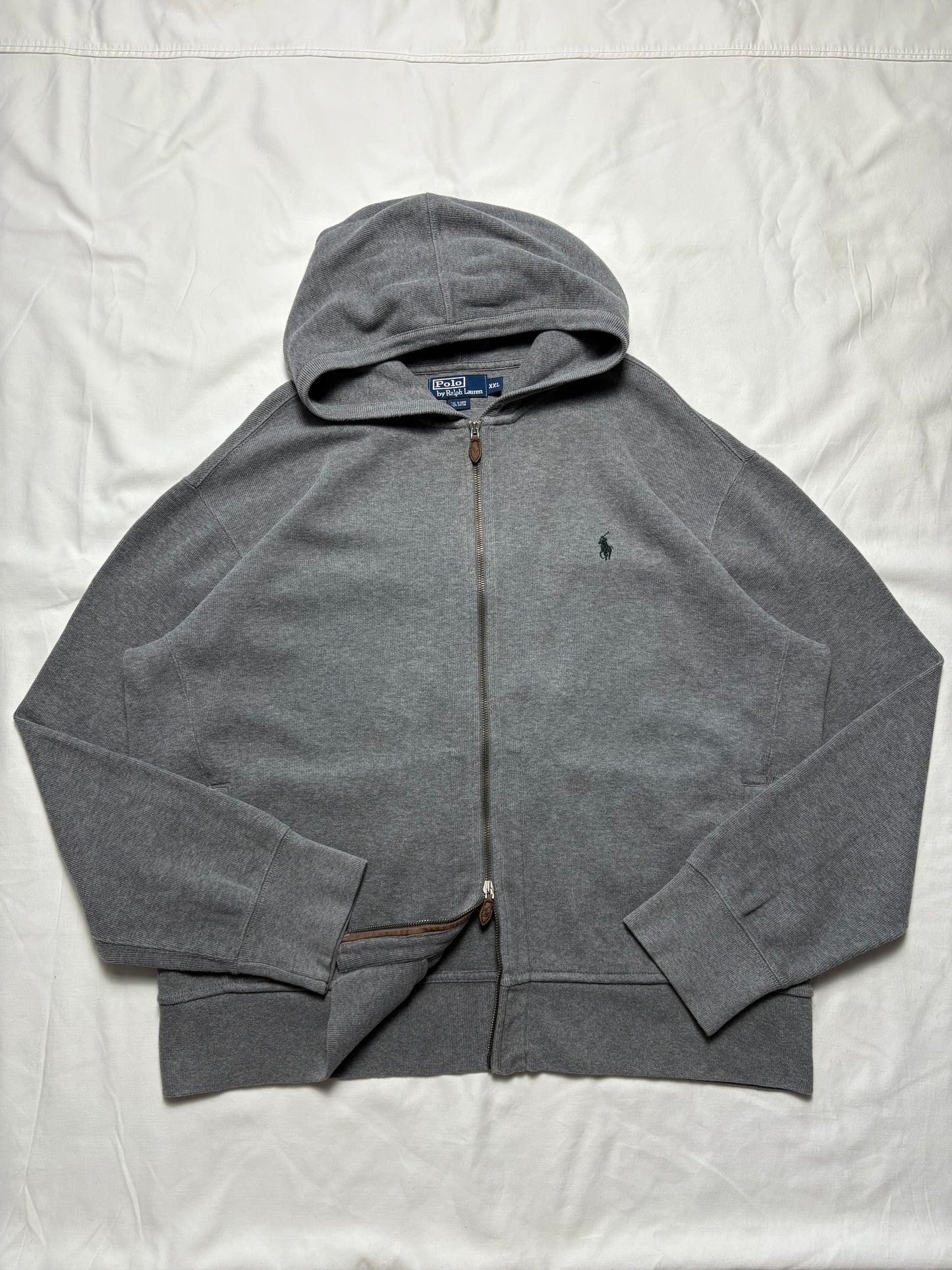 Ralph Lauren 00s Waffle Knit Double Zip Hoodie (XXL)