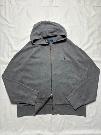Ralph Lauren 00s Waffle Knit Double Zip Hoodie (XXL)