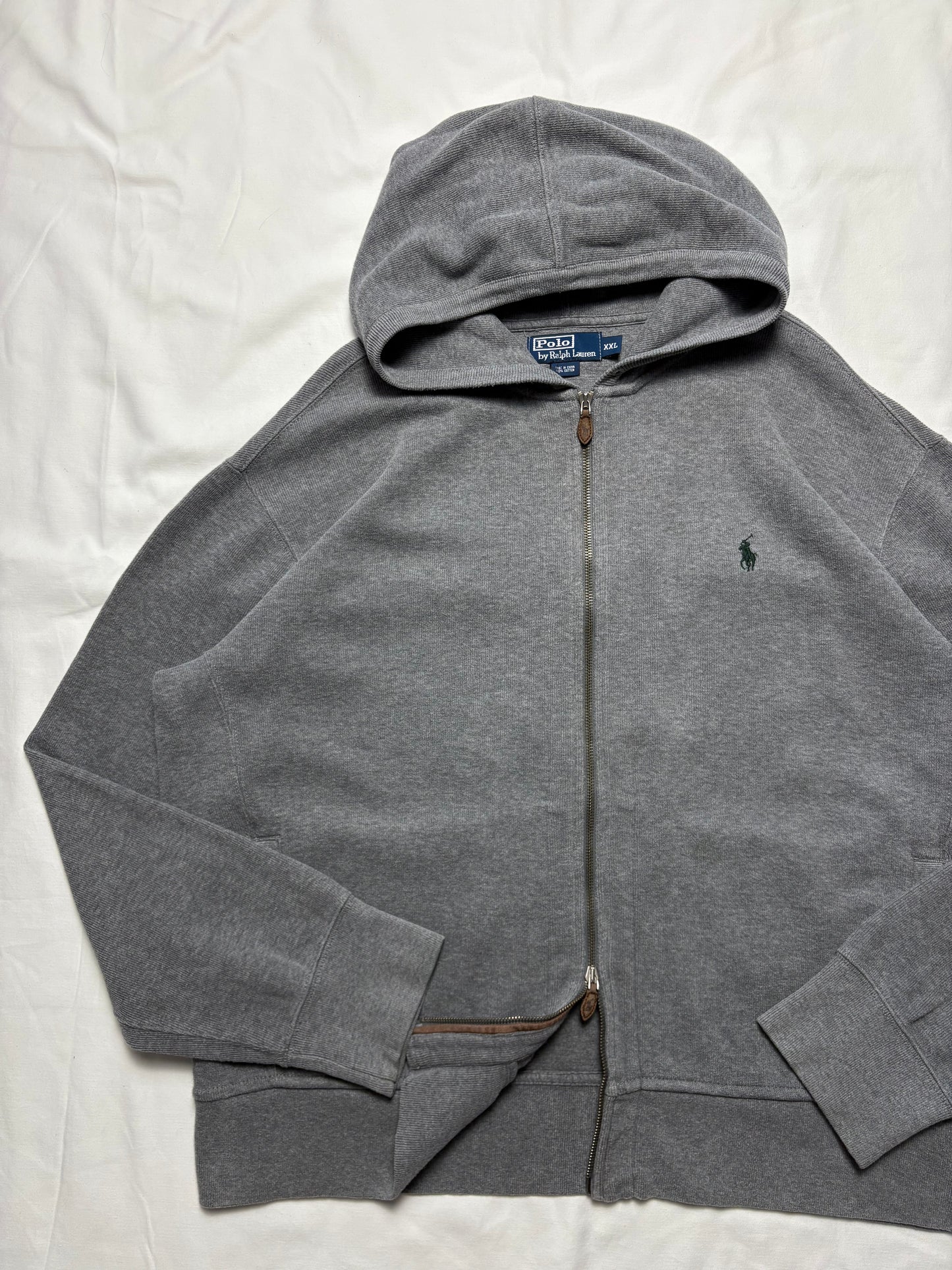 Ralph Lauren 00s Waffle Knit Double Zip Hoodie (XXL)