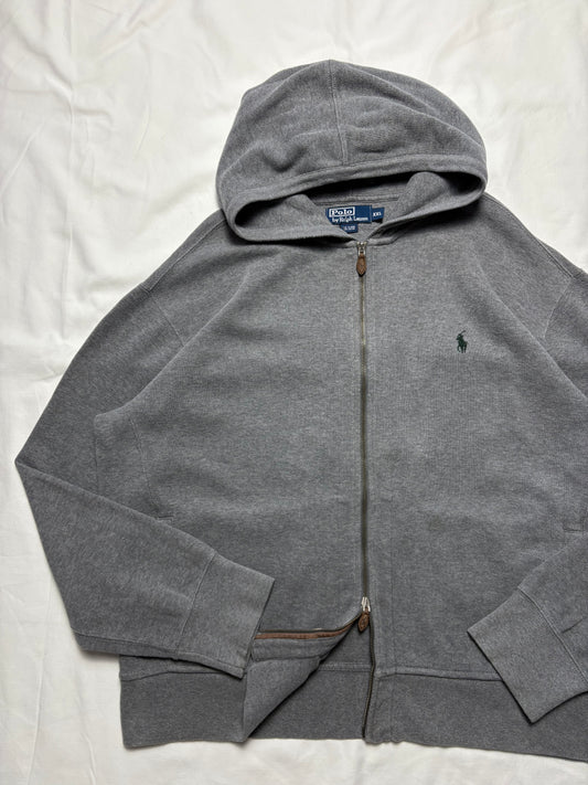 Ralph Lauren 00s Waffle Knit Double Zip Hoodie (XXL)