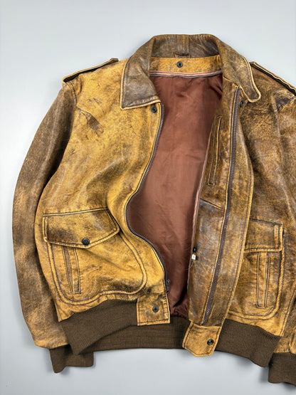 Vintage 1980s Aviation Leather A-2 Flight Jacket (M)