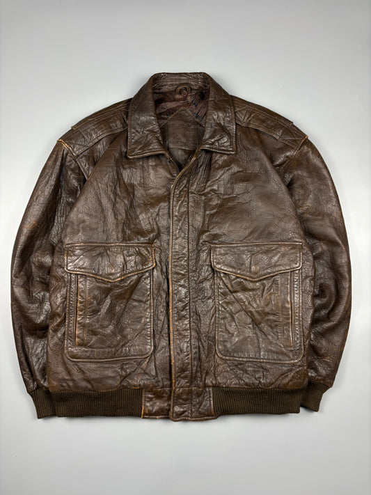 Vintage 1980s Aviation Leather A-2 Flight Jacket (M)