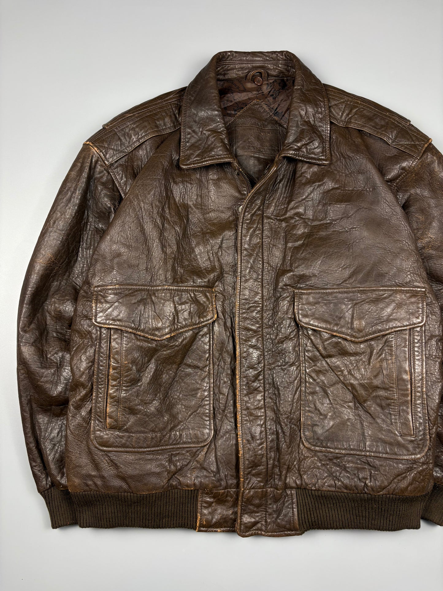 Vintage 1980s Aviation Leather A-2 Flight Jacket (M)
