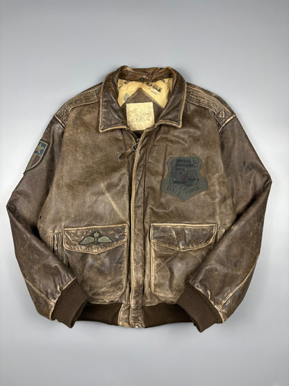 Vintage 1980s US Army A-2 Leather Flight Jacket (L)