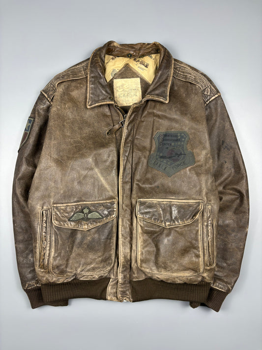 Vintage 1980s US Army A-2 Leather Flight Jacket (L)