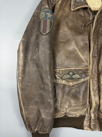 Vintage 1980s US Army A-2 Leather Flight Jacket (L)