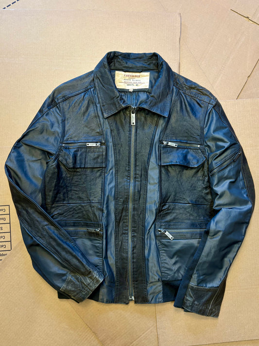 Vintage Chevignon Black Technical Leather Jacket (M)